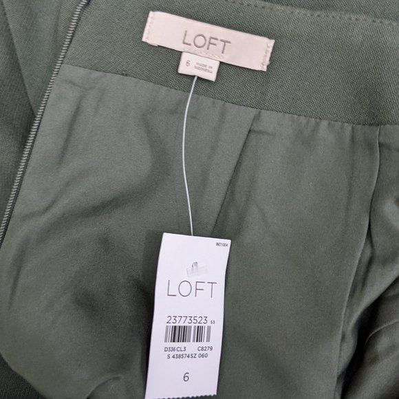 NWT LOFT Womens Front Buttons Back Zipper Lined  Short Skirt Size 6 Army Green - Picture 5 of 6